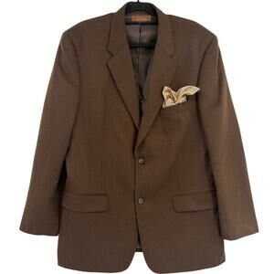 Tasso Elba Camelhair Men Blazer Sz 44L Chocolate Quiet Luxury Old Money Heritage